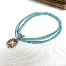 Charger l'image dans la galerie, Blue Amazonite Citrine Pendant Necklace | Double Strand Design by Loulia Pearl Jewelry.