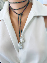 Charger l'image dans la galerie, Ruby Zoisite Baroque Pearl Necklace | 54" Lariat Design featuring a layered wrap with delicate baroque pearls.