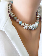 Charger l'image dans la galerie, Aquamarine Morganite Necklace – gold choker side angle on mannequin