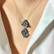 Load image into Gallery viewer, Solid Gold 18K Chain & Raw Druzy Quartz Pendant