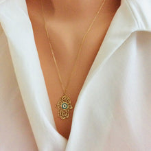 Load image into Gallery viewer, Solid Gold 18K Hamsa Necklace