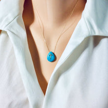 Load image into Gallery viewer, Solid Gold 18K Turquoise Cross Pendant