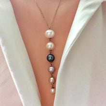 Load image into Gallery viewer, Solid Gold 18k chain Pearl Cascade Pendant