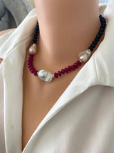 Charger l&#39;image dans la galerie, Hot Pink Jade Tourmaline Necklace | Handcrafted Baroque Pearl Design
