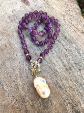Load image into Gallery viewer, Amethyst Toggle Necklace with Baroque Pearl Pendant
