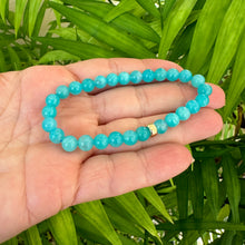 Charger l&#39;image dans la galerie, Bracelet extensible en amazonite bleue 6 ou 8 mm, 14 carats GF, 18 cm
