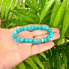 Charger l&#39;image dans la galerie, Bracelet extensible en amazonite bleue 6 ou 8 mm, 14 carats GF, 18 cm
