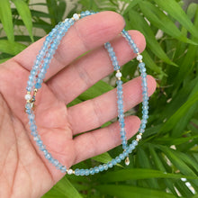 Charger l&#39;image dans la galerie, Blue Topaz &amp; Pearl Choker Necklace, 14K GF
