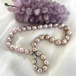 Fabulous Pink Lavender Edison Baroque Pearl Necklace, Silver or Gold