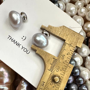 Boucles d'oreilles à tige en perles pépites gris argenté, argent