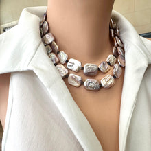 Charger l&#39;image dans la galerie, Statement Purple Pink Rectangle Pearls Necklace &amp; Iolite
