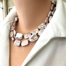 Charger l&#39;image dans la galerie, Statement Purple Pink Rectangle Pearls Necklace &amp; Iolite
