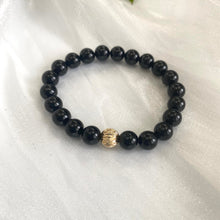 Charger l&#39;image dans la galerie, Bracelet en tourmaline noire de 8 mm, 14 carats, 18 cm
