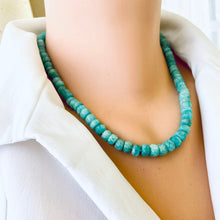 Load image into Gallery viewer, Amazonite candy necklace styled on neckline with soft green gemstone beads
