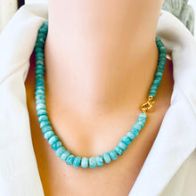 Load image into Gallery viewer, Amazonite candy necklace with graduated green beads and gold clasp, handmade in Canada
