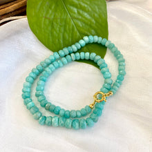 Load image into Gallery viewer, Amazonite candy necklace with graduated bead design and gold marine clasp

