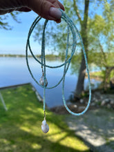 Charger l&#39;image dans la galerie, Single Strand of Blue Larimar &amp; Baroque Pearl Long Lariat Necklace
