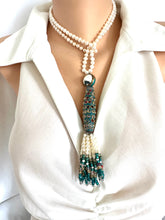 Load image into Gallery viewer, Bohemian Pearl Tassel Necklace showcasing freshwater pearls, colorful beads, and intricate craftsmanship.
