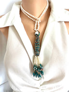 Bohemian Pearl Tassel Necklace showcasing freshwater pearls, colorful beads, and intricate craftsmanship.