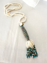 Load image into Gallery viewer, Bohemian Pearl Tassel Necklace featuring freshwater pearls, colorful beads, and a handcrafted design.
