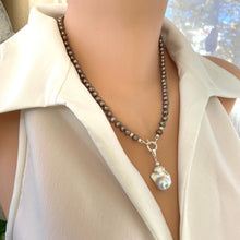 Charger l&#39;image dans la galerie, Bronze Pearls Necklace &amp; White or Brown Removable Baroque Pearl Pendant
