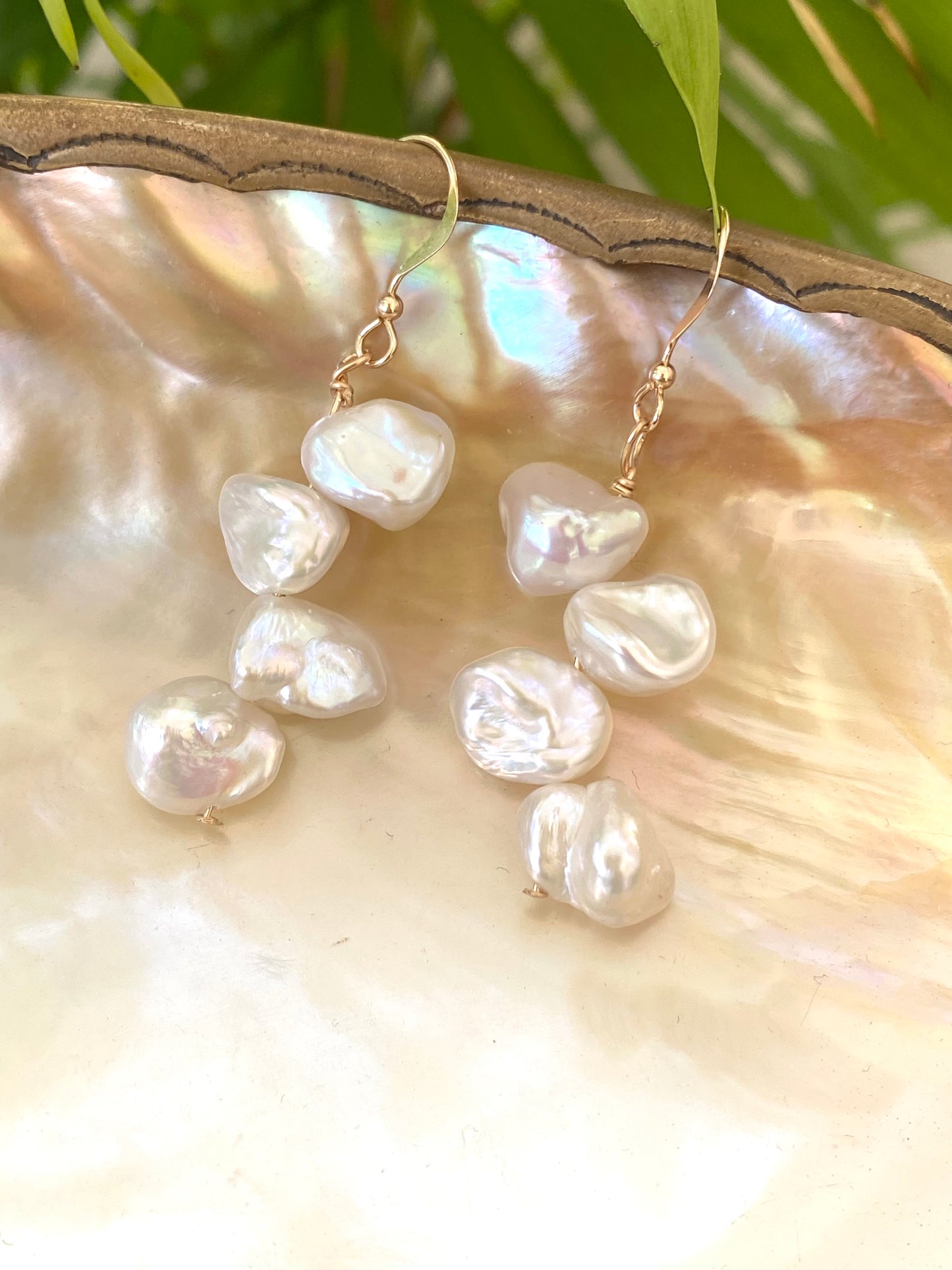 Keshi Pearls & 14k GF Drop Earrings