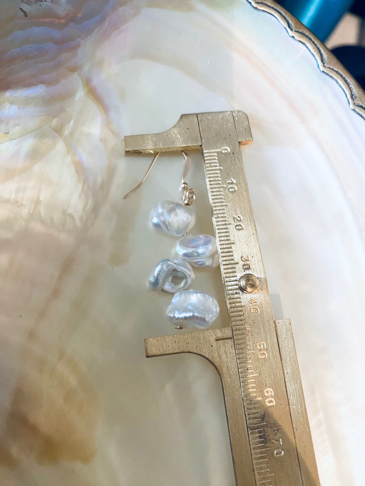 Keshi Pearls & 14k GF Drop Earrings