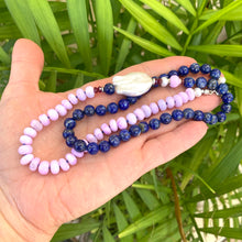 Charger l&#39;image dans la galerie, Lapis Lazuli, Lavender Opal, Ruby &amp; Baroque Pearl Necklace
