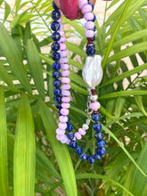 Charger l&#39;image dans la galerie, Lapis Lazuli, Lavender Opal, Ruby &amp; Baroque Pearl Necklace

