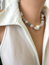 Charger l&#39;image dans la galerie, Blue Jade Morganite Aquamarine Pearl Necklace | Baroque Design

