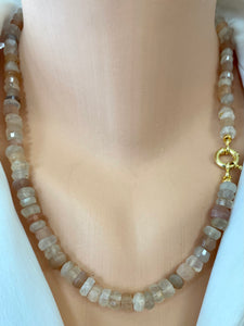 Collier Bonbons en Pierres de Lune Mixtes, 50 cm, Vermeil Or, Pierre de Naissance Juin
