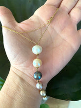 Load image into Gallery viewer, Solid Gold 18k chain Pearl Cascade Pendant
