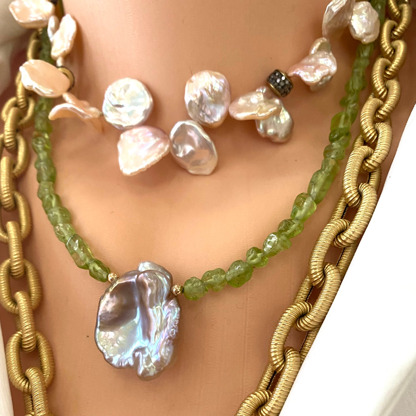 Peridot & Baroque Pearl Necklace