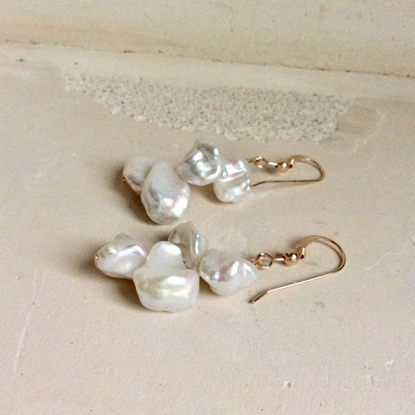 Keshi Pearls & 14k GF Drop Earrings