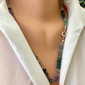 Collier multi-fluorite Candy, fermoir poussoir ou fermoir marin plaqué or vermeil, 21,5" ou 23,5" pouces