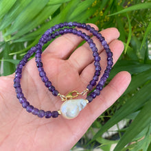 Charger l&#39;image dans la galerie, Amethyst Cube beads short necklace
