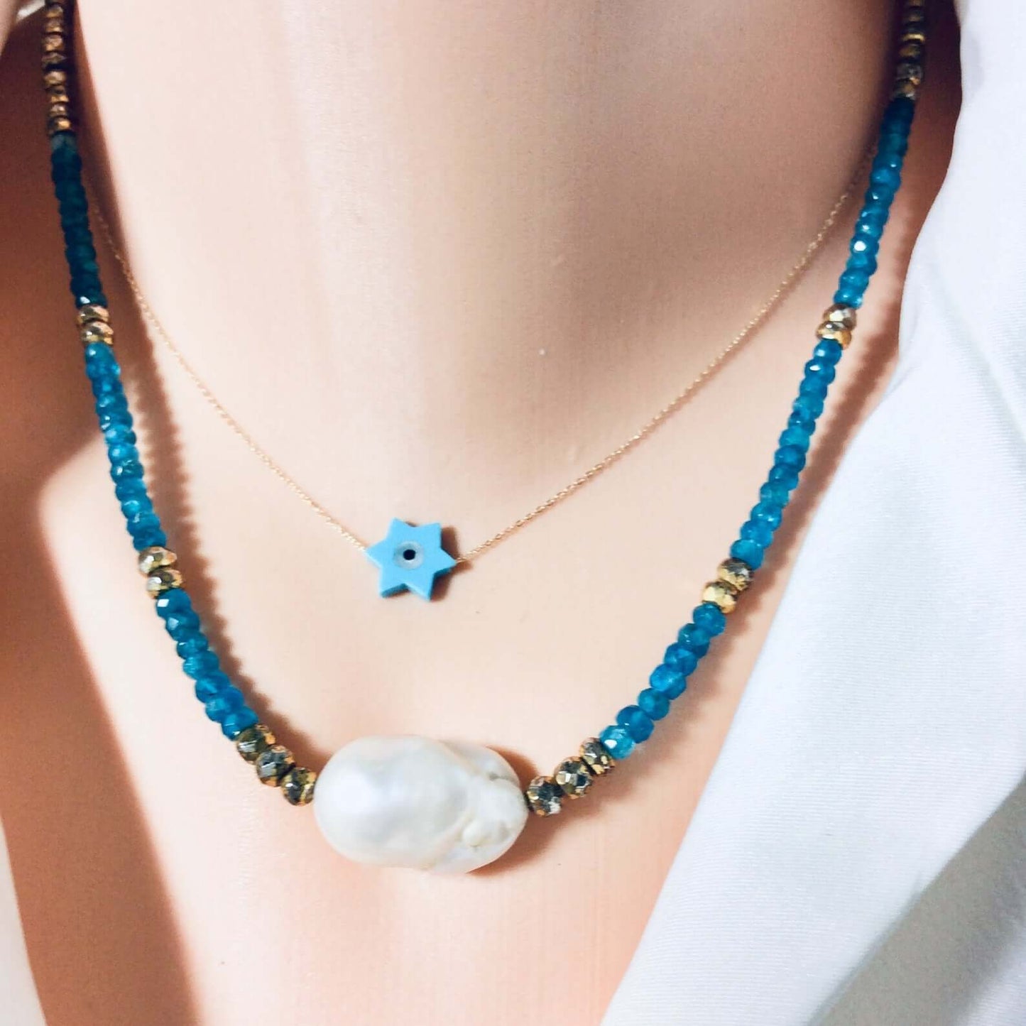 Solid Gold 18k David Star Pendant Necklace