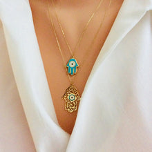 Load image into Gallery viewer, Solid Gold 18K Hamsa Necklace
