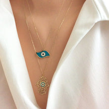 Load image into Gallery viewer, Solid Gold 18K Hamsa Necklace
