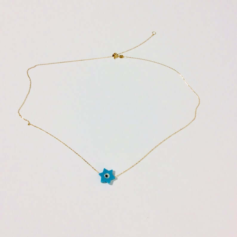 Solid Gold 18k David Star Pendant Necklace